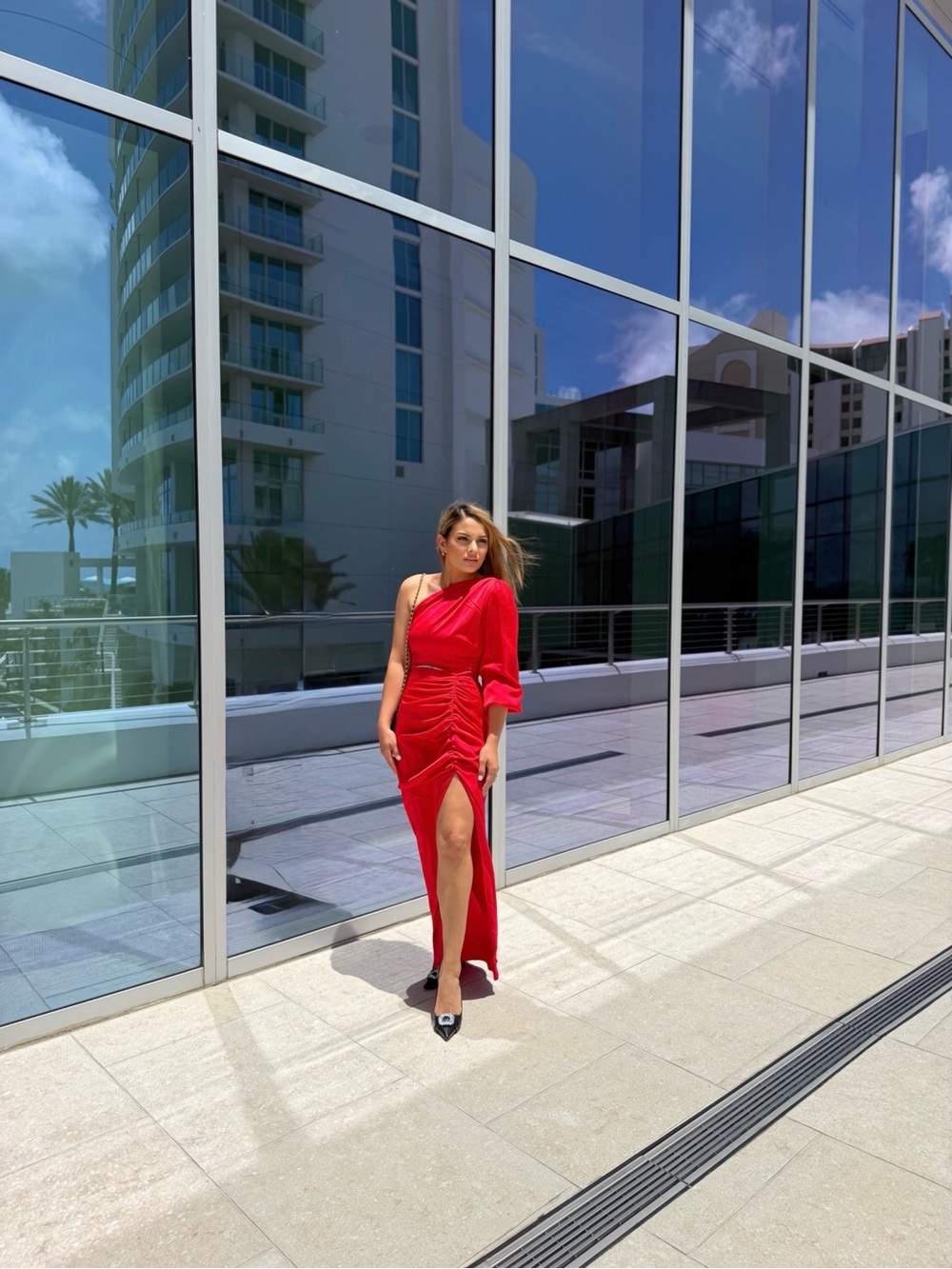 Red Long Sleeve Evening Gown -  Elegant Women’s Dress